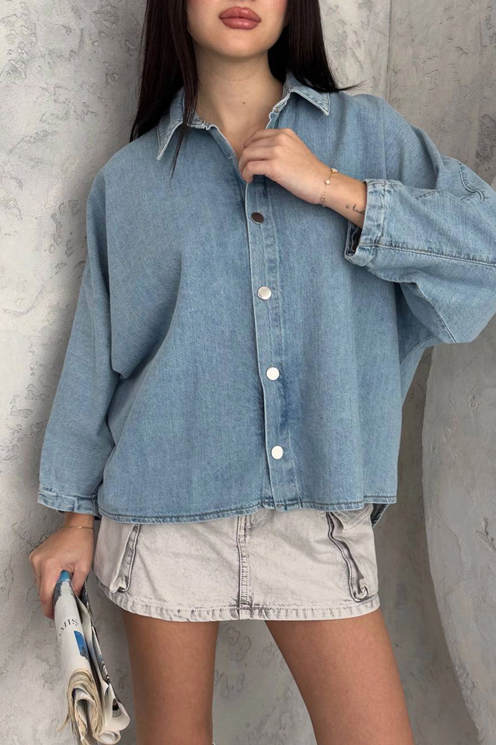 Blue Snap Button Closure Denim Shirt Jacket BCNW-251391 - Coatbridge