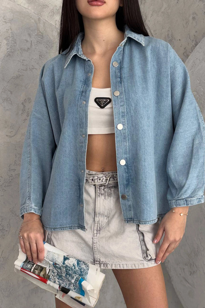 Blue Snap Button Closure Denim Shirt Jacket BCNW-251391 - Coatbridge