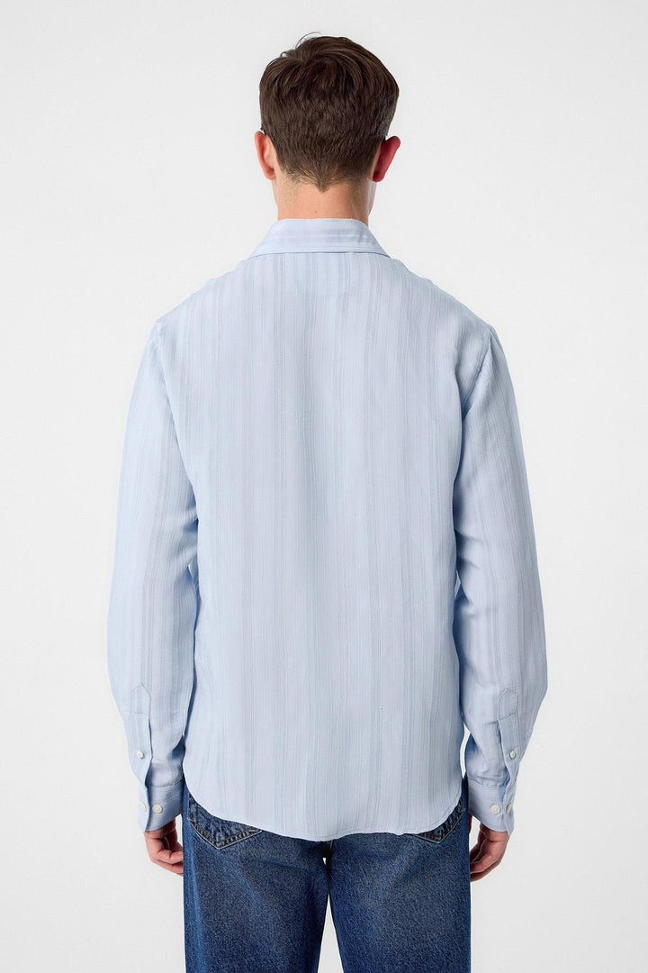 ANT Antioch Blue Striped and Textured Men's Shirt - Ercolano