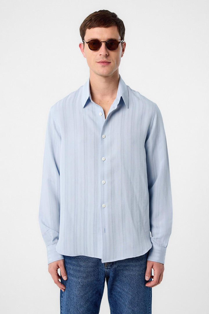 ANT Antioch Blue Striped and Textured Men's Shirt - Almería