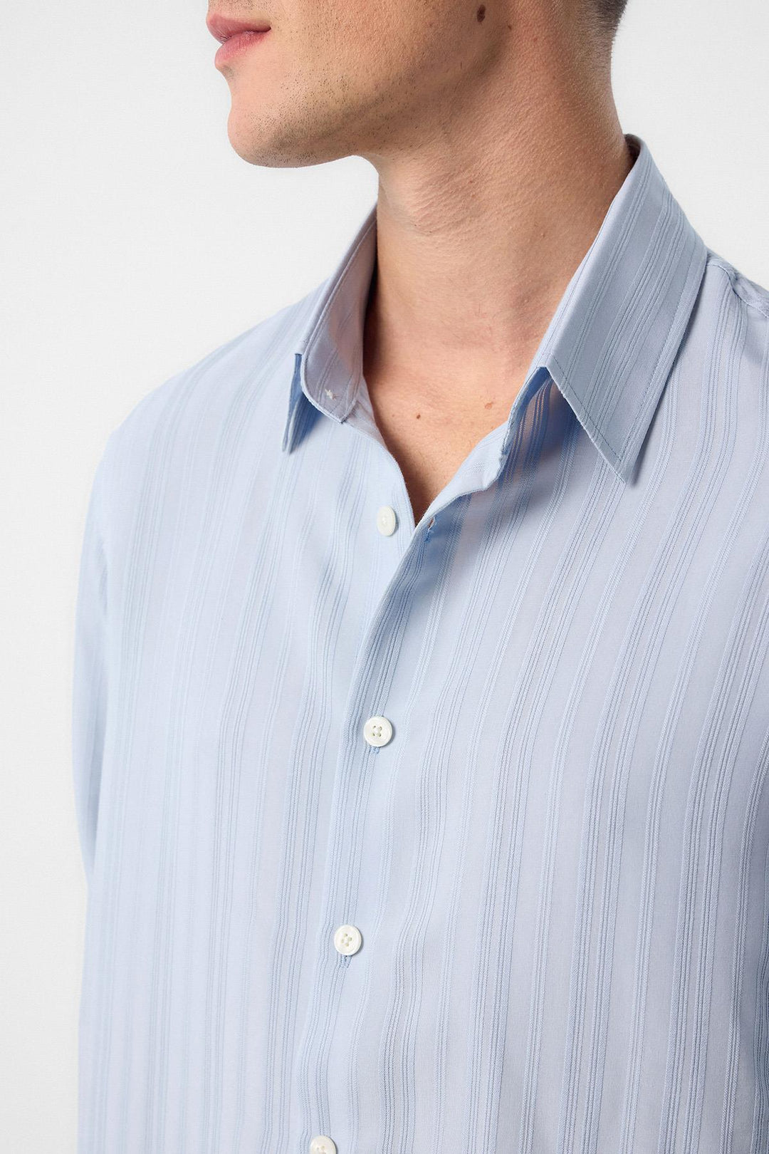ANT Antioch Blue Striped and Textured Men's Shirt - Almería