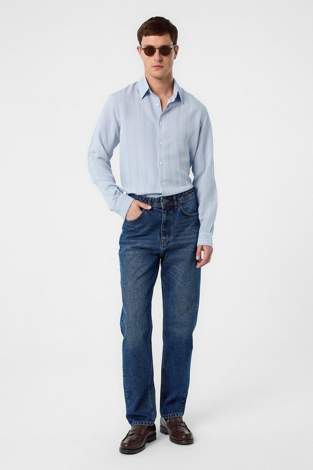 ANT Antioch Blue Striped and Textured Men's Shirt - Ercolano