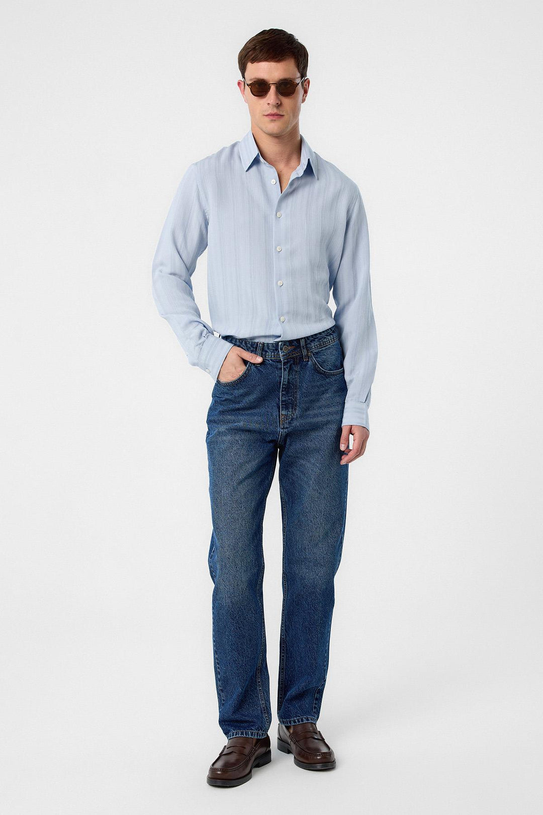 ANT Antioch Blue Striped and Textured Men's Shirt - Almería