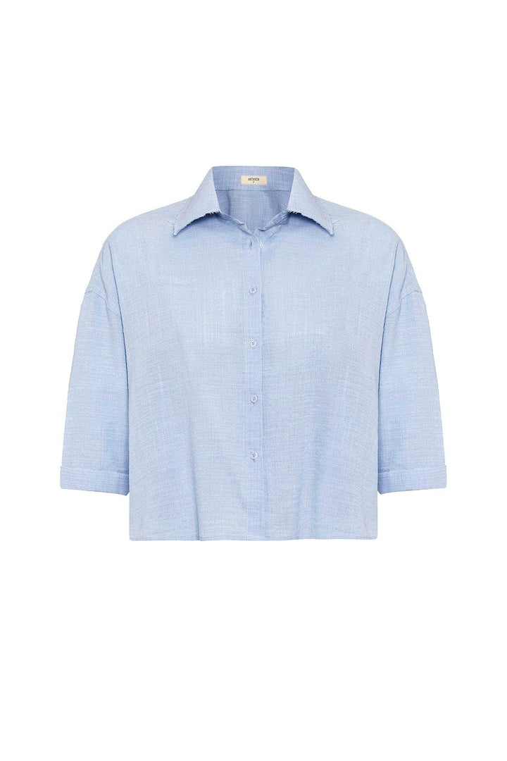 ANT Antioch Blue Cropped Textured Women's Shirt - Charlottesville