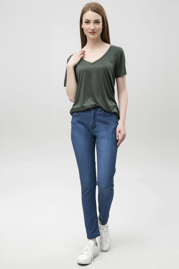 Blue Flared Leg Stretch Fabric Denim Pants BCBSK-25650-5002 - Châtelet