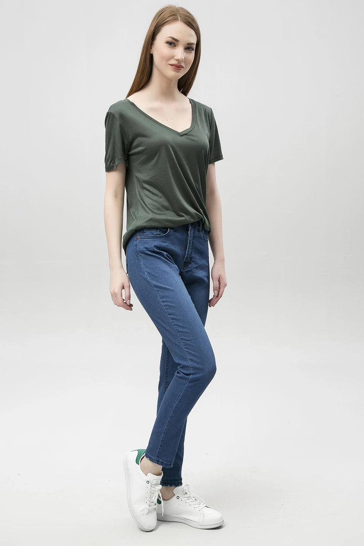 Blue Flared Leg Stretch Fabric Denim Pants BCBSK-25650-5002 - Châtelet