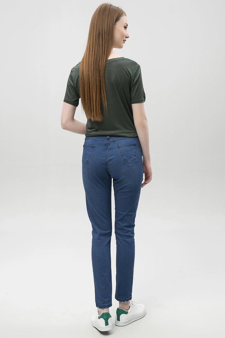 Blue Flared Leg Stretch Fabric Denim Pants BCBSK-25650-5002 - Châtelet