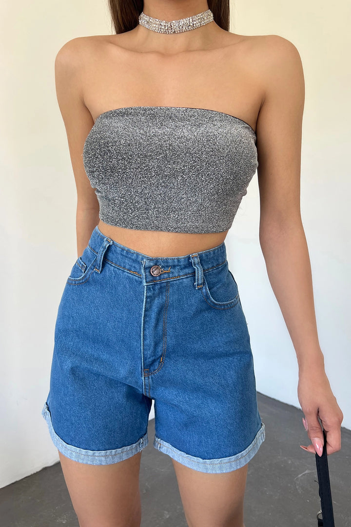 Blue Wide Leg Washed Denim Shorts BCDF-233307 - Shrewsbury