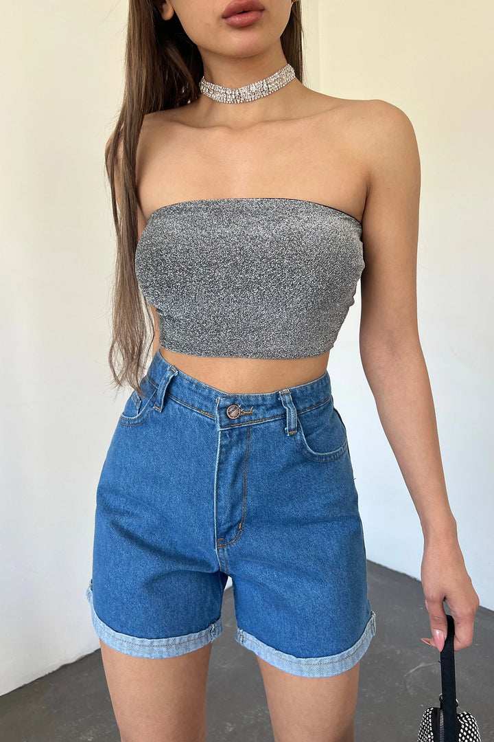 Blue Wide Leg Washed Denim Shorts BCDF-233307 - Shrewsbury