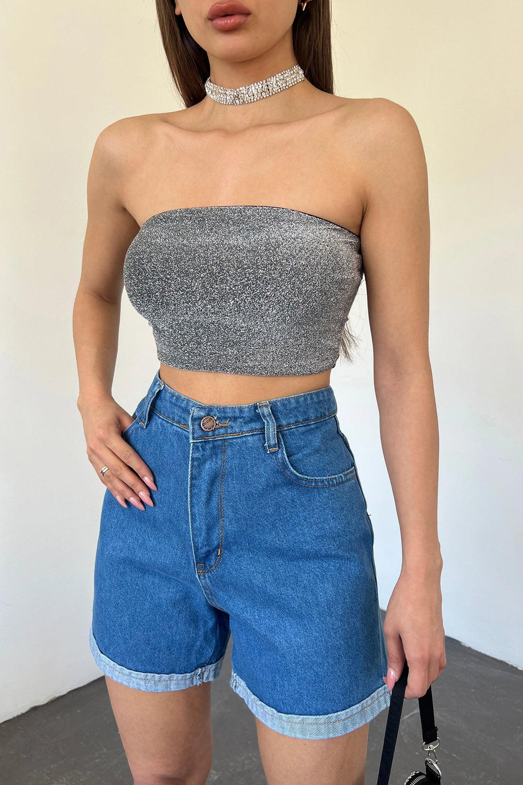 Blue Wide Leg Washed Denim Shorts BCDF-233307 - Shrewsbury