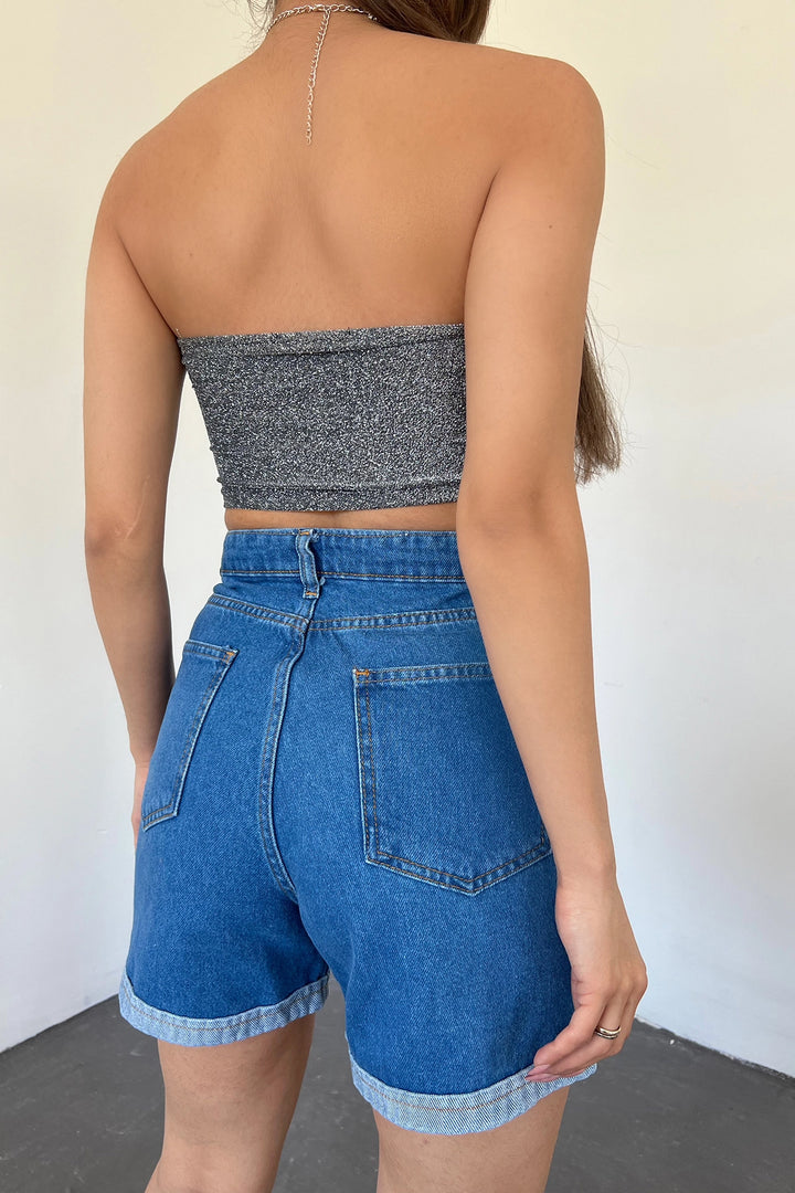 Blue Wide Leg Washed Denim Shorts BCDF-233307 - Shrewsbury