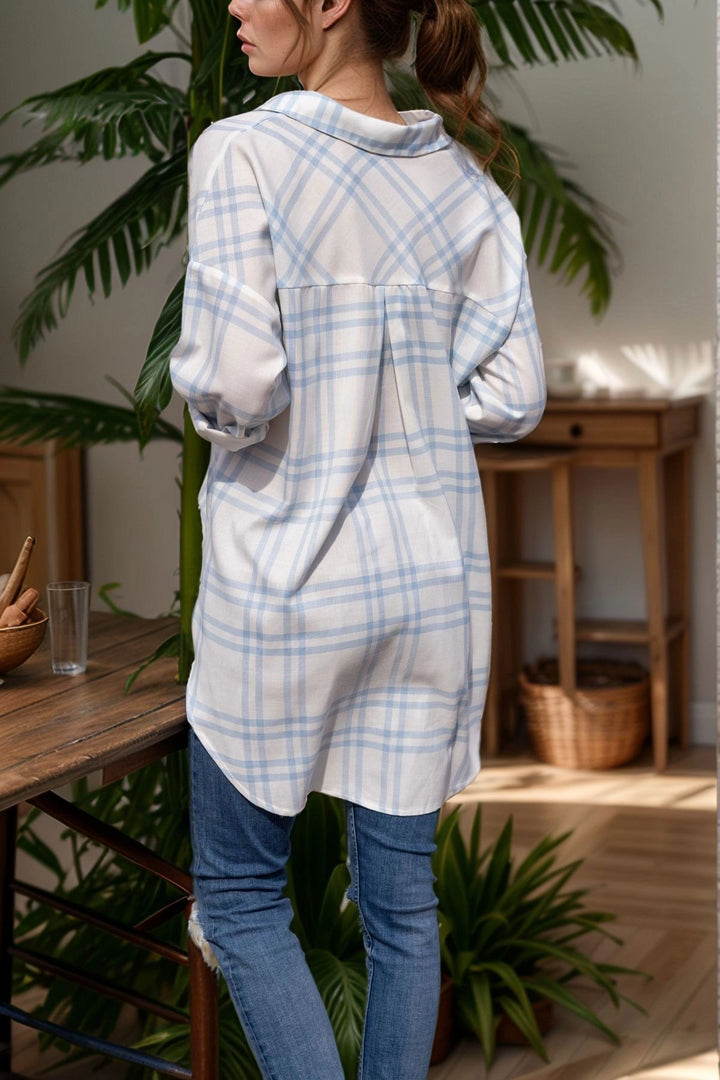 Blue Plaid Double Pocket Loose Shirt BCBSK-25700-3217 - Burlington