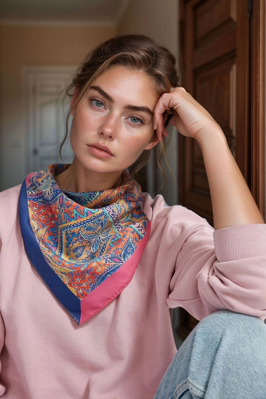 Blue Ethnic Patterned Bandana Scarf BCNSV-2512397 - Alès