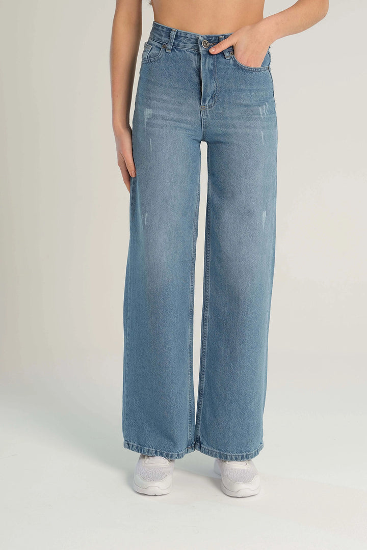 Blue Wide Leg Denim Pants BCBSK-25700-KT0045 - Lexington