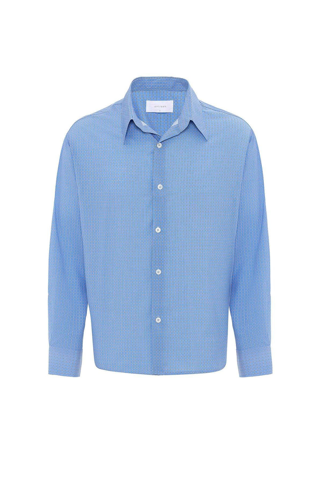 ANT Antioch Blue Checkered Men's Relaxed Fit Shirt - Caluire-et-Cuire