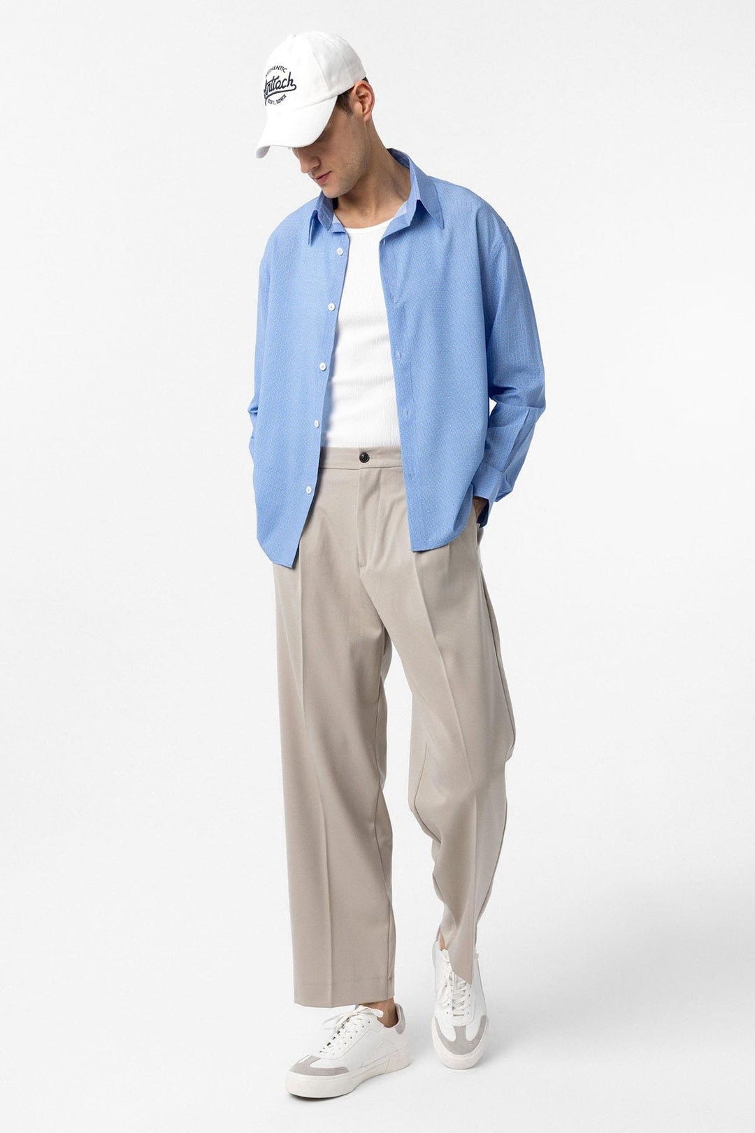 ANT Antioch Blue Checkered Men's Relaxed Fit Shirt - Caluire-et-Cuire