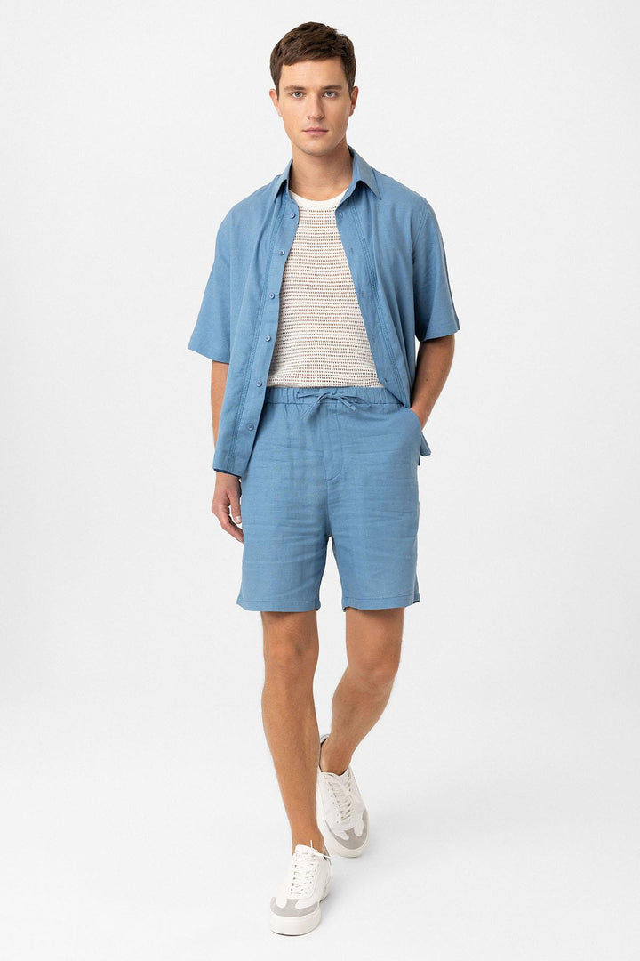 ANT Antioch Blue Linen Blend Men's Shorts - Capannori