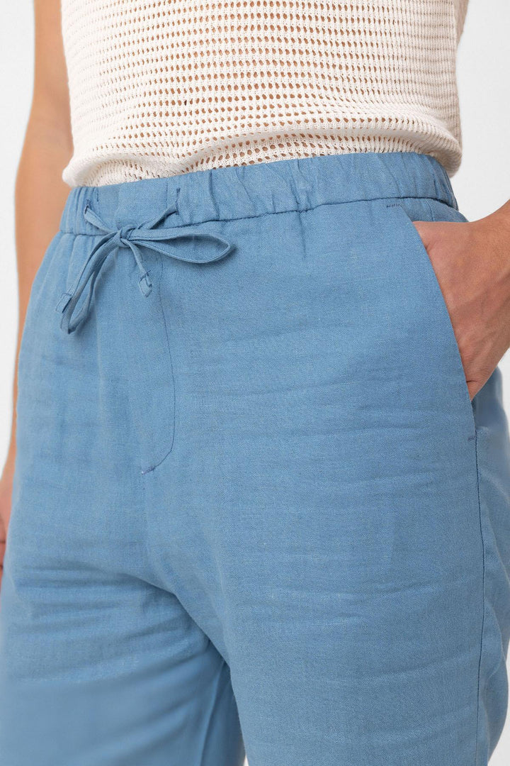 ANT Antioch Blue Linen Blend Men's Shorts - Capannori