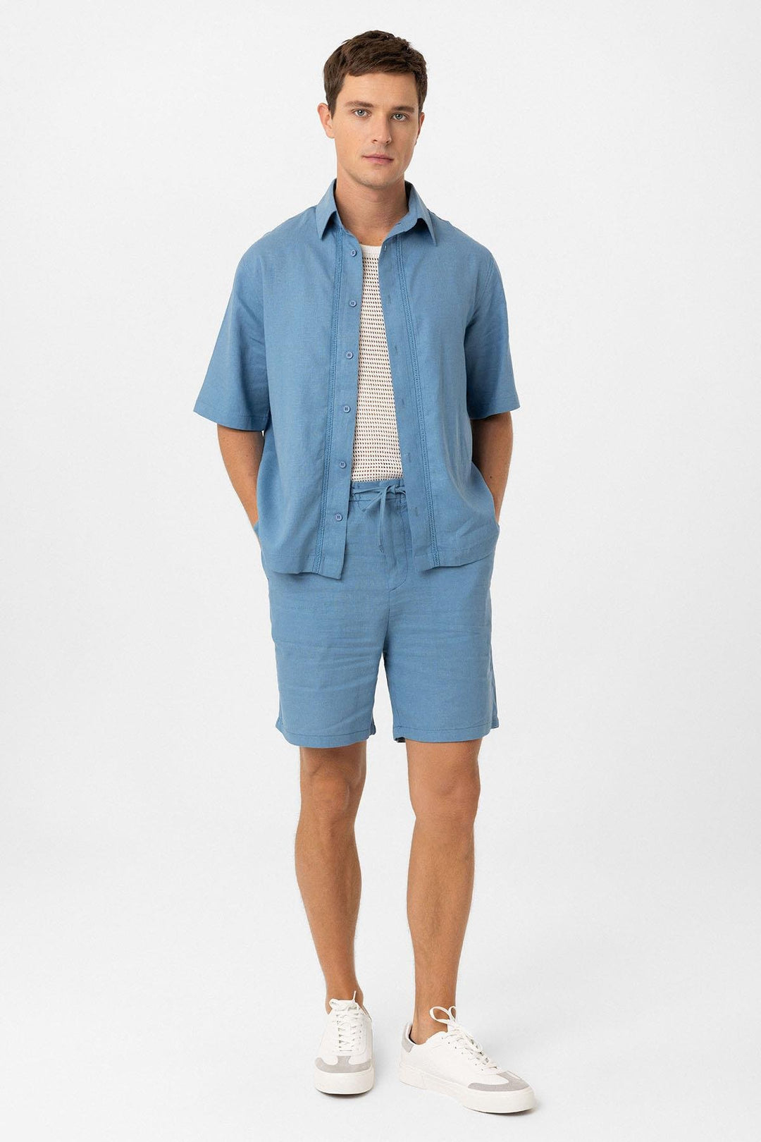 ANT Antioch Blue Cotton Blend Relaxed Fit Men's Shirt - Dachau