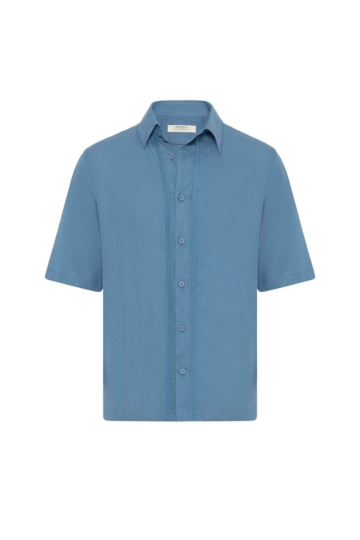 ANT Antioch Blue Cotton Blend Relaxed Fit Men's Shirt - Dachau