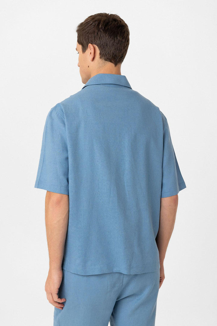 ANT Antioch Blue Cotton Blend Relaxed Fit Men's Shirt - Dachau