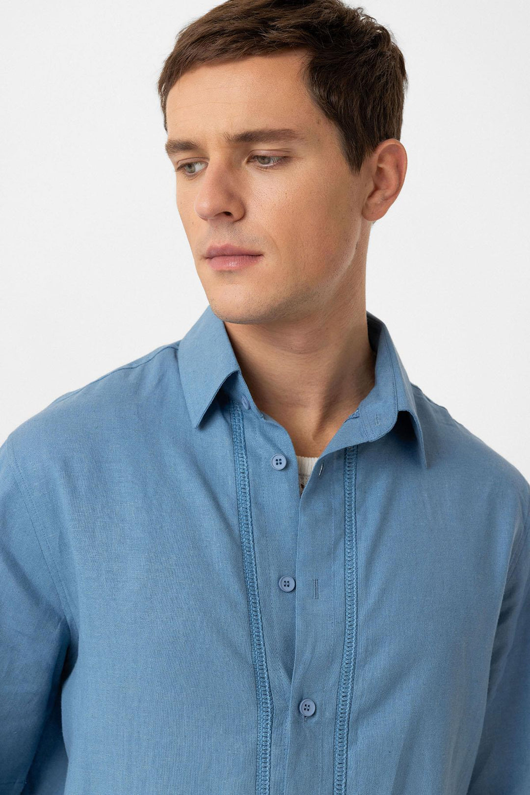 ANT Antioch Blue Cotton Blend Relaxed Fit Men's Shirt - Dachau