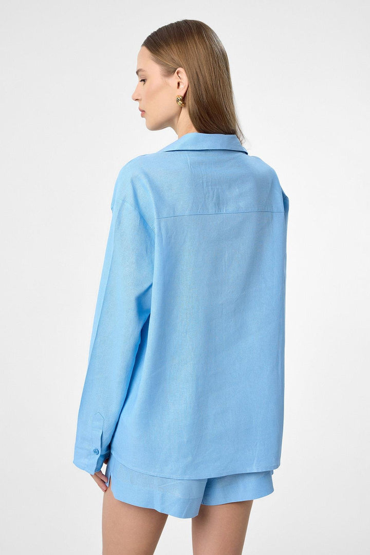 ANT Antioch Blue Linen Shorts-Shirt Women's Set - Tbilisi