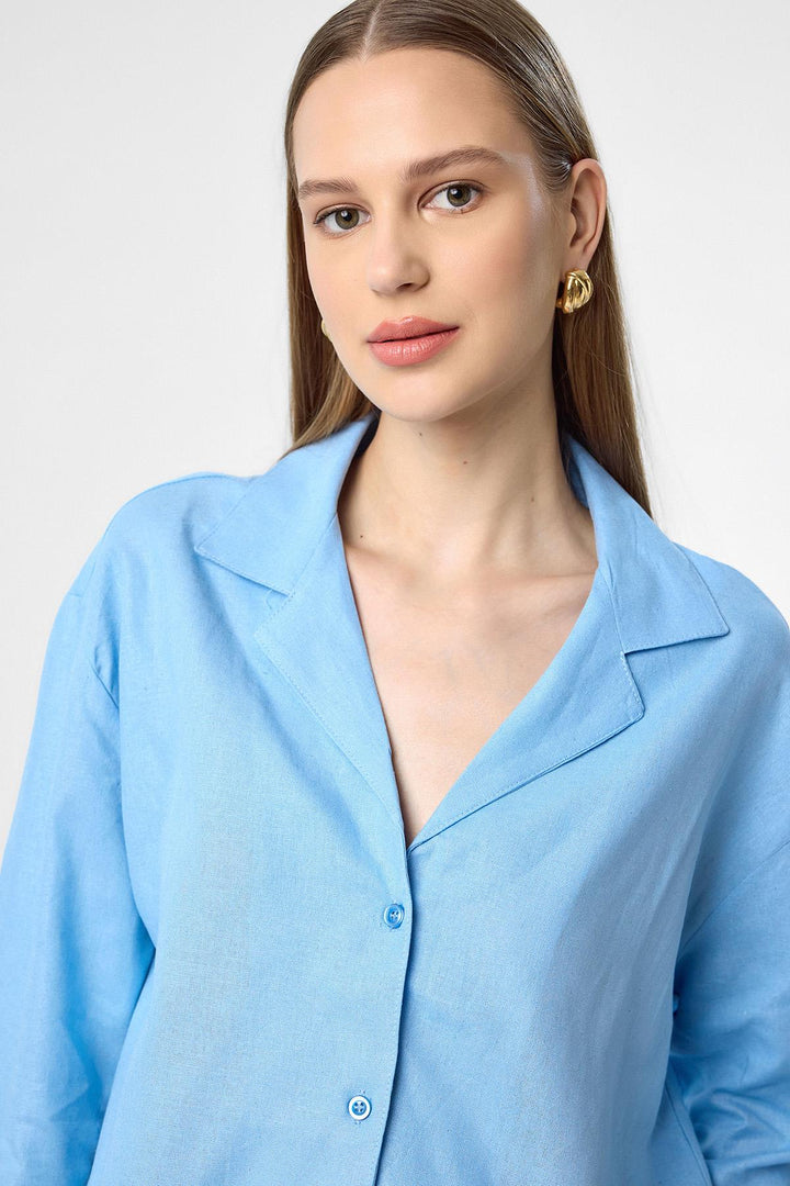 ANT Antioch Blue Linen Shorts-Shirt Women's Set - Tbilisi