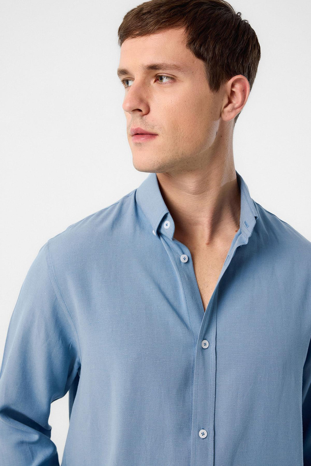 ANT Antioch Blue Cotton Blend Collared Button-Up Men's Shirt - Oregon City