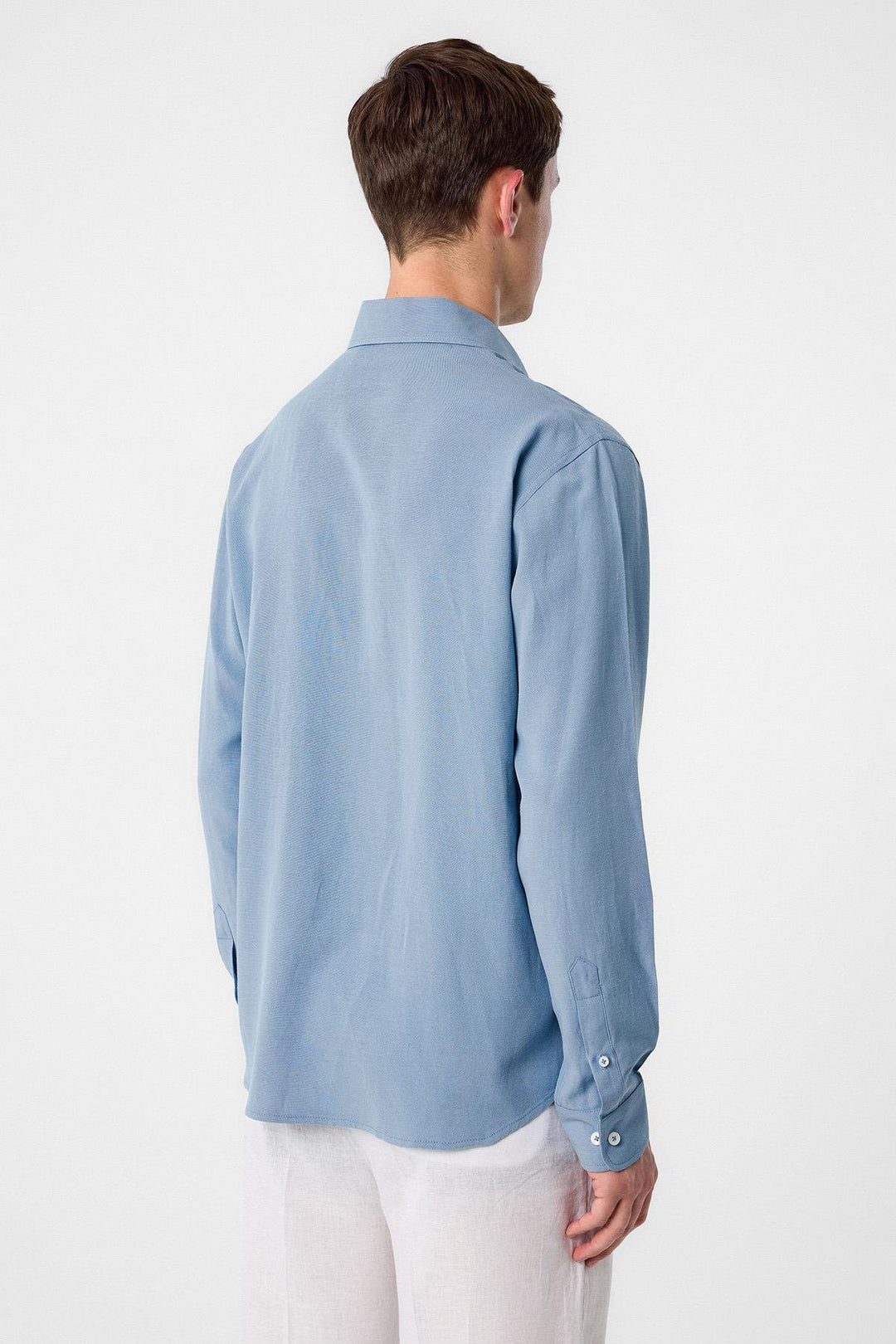 ANT Antioch Blue Cotton Blend Collared Button-Up Men's Shirt - Oregon City