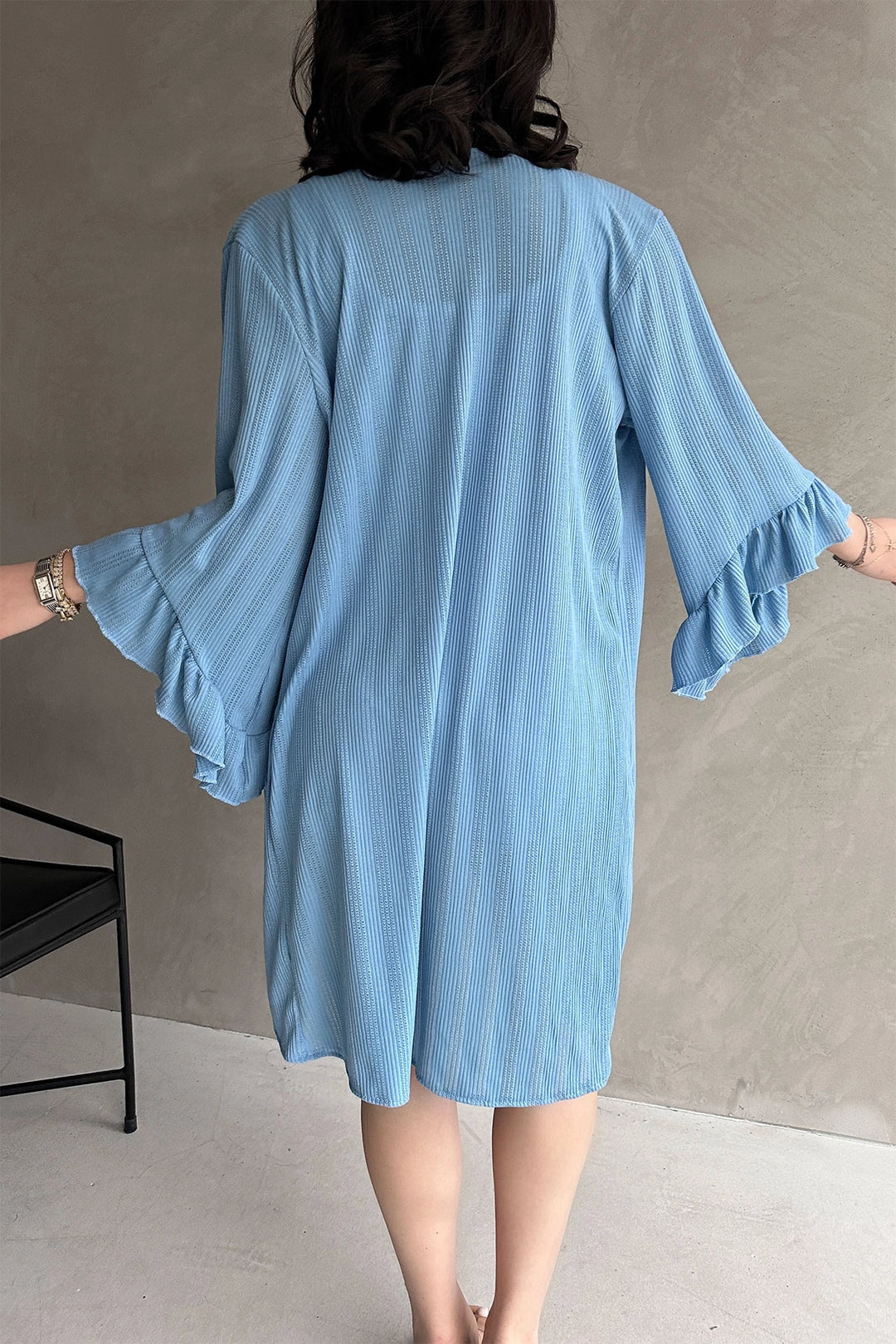 Blue Ruffled Mesh Cardigan BCDF-252171 - Port Talbot