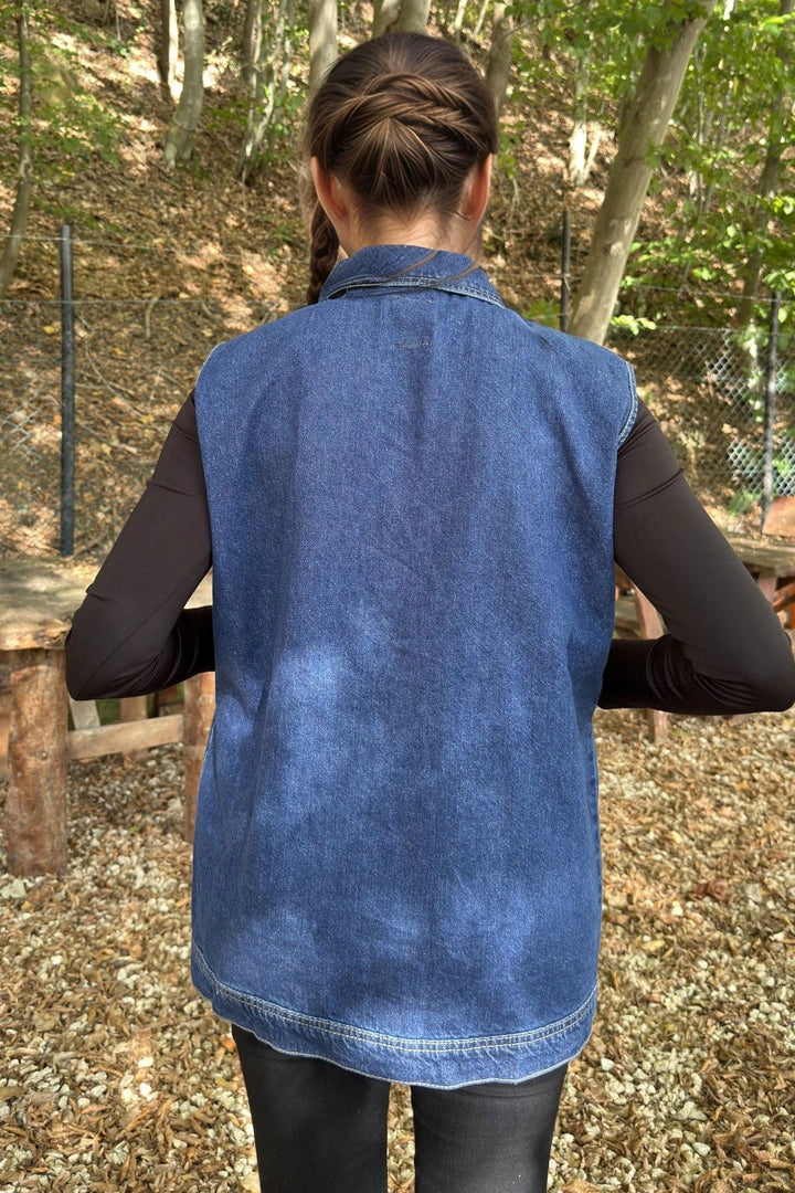 Blue Sleeveless Denim Vest BCBSK-25700-KT0099 - Río Grande