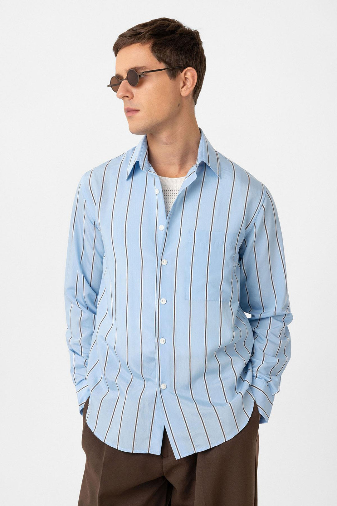 ANT Antioch Blue Contrast Striped Men's Shirt - Sérres