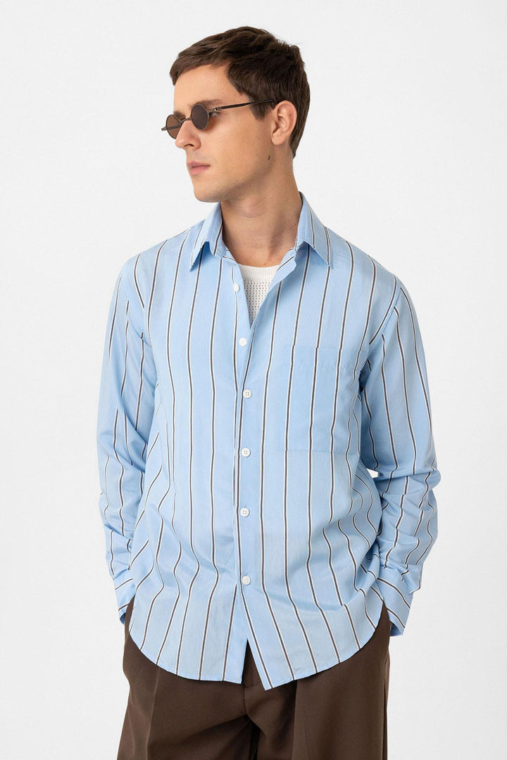 ANT Antioch Blue Contrast Striped Men's Shirt - Sérres