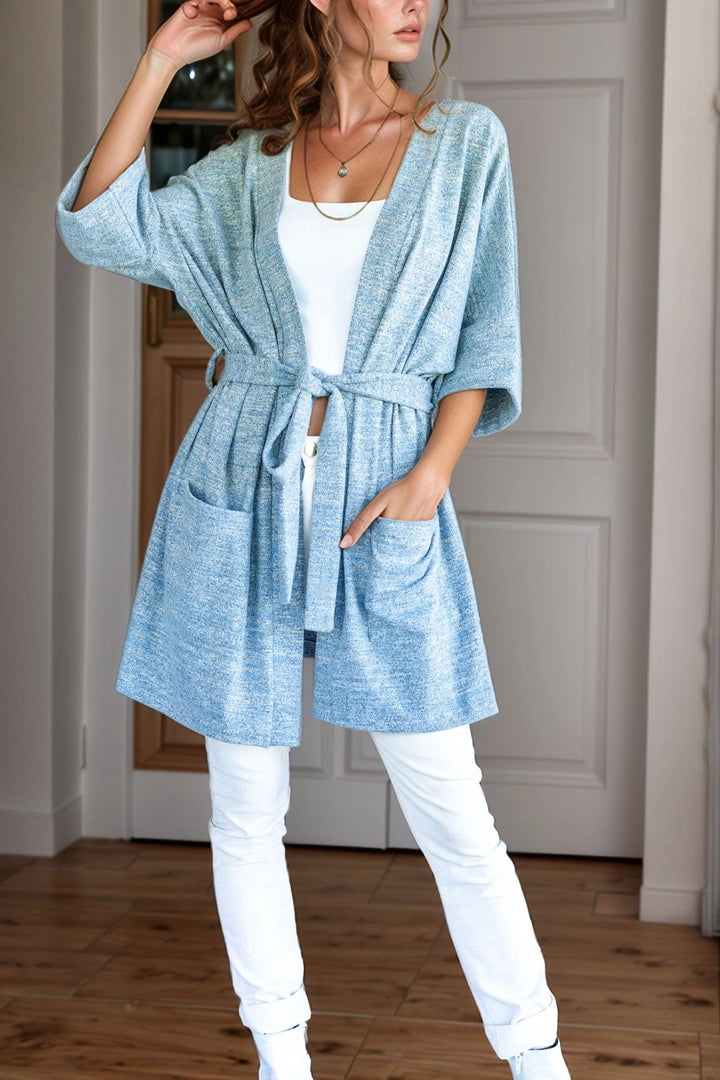 Blue Belted Loose Cardigan BCBSK-25700-3307 - Euskirchen