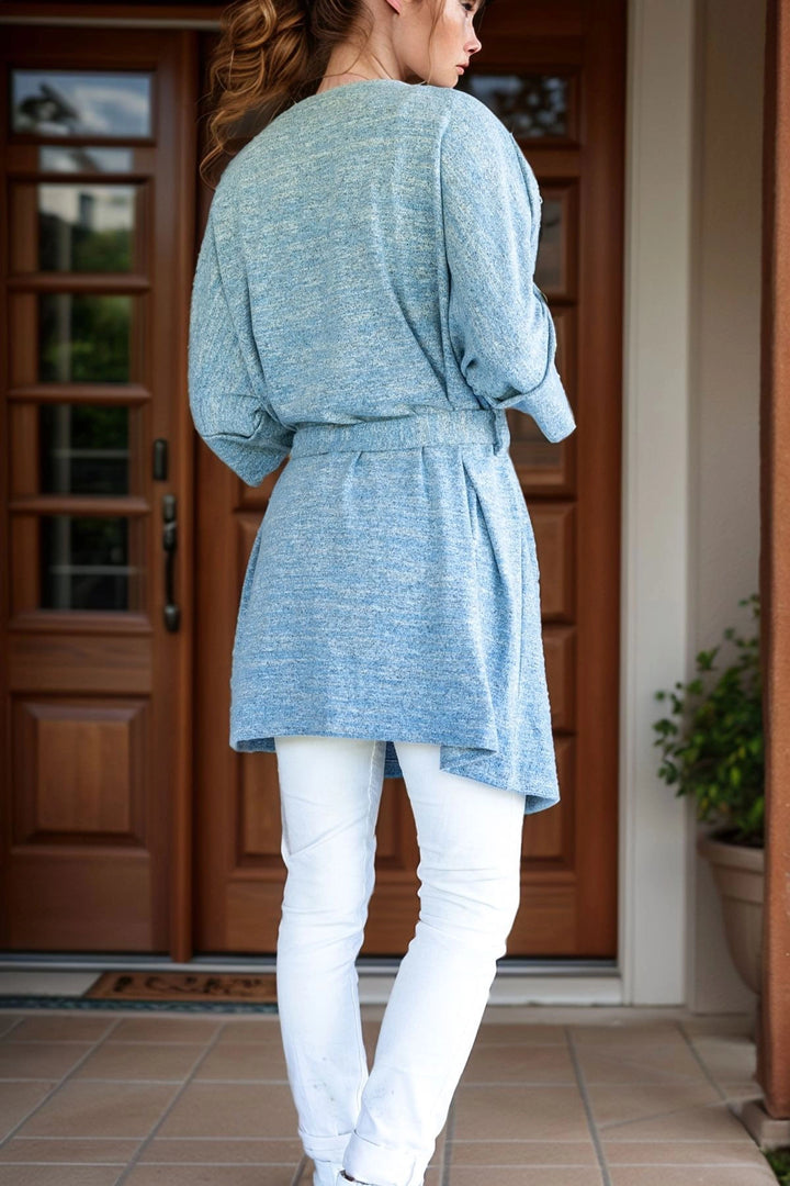 Blue Belted Loose Cardigan BCBSK-25700-3307 - Euskirchen