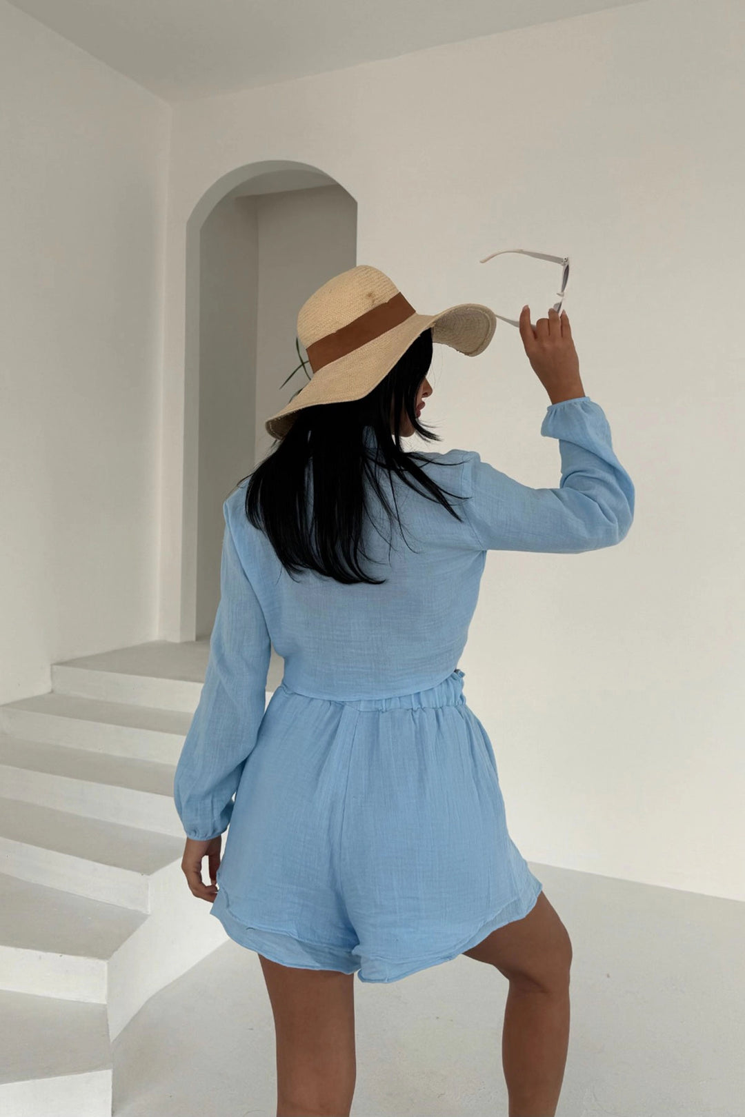 Blue Muslin Linen Shorts Suit BCBT-251001 - Lehrte