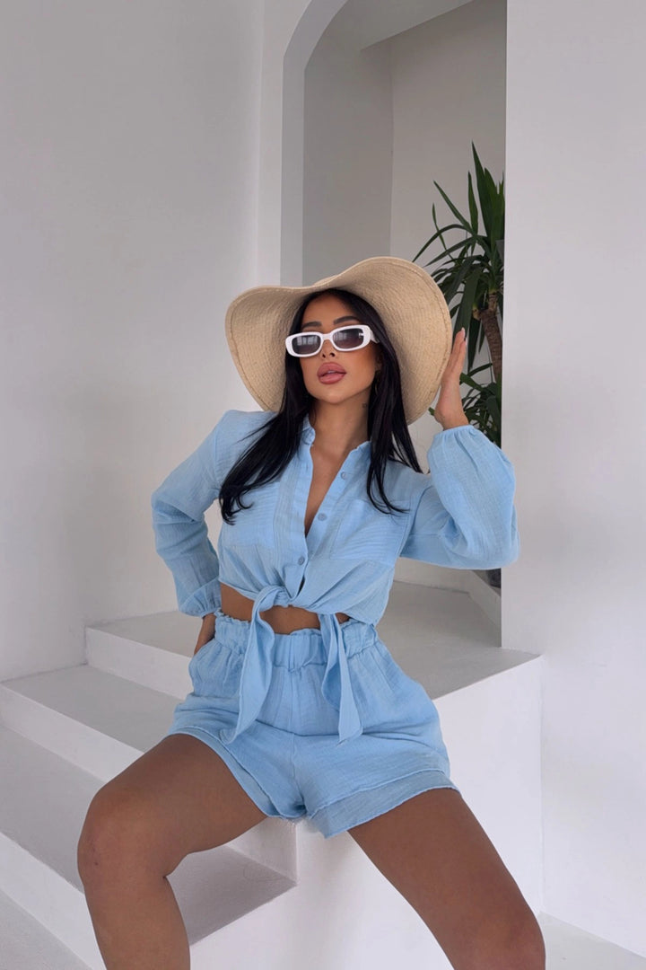 Blue Muslin Linen Shorts Suit BCBT-251001 - Lehrte