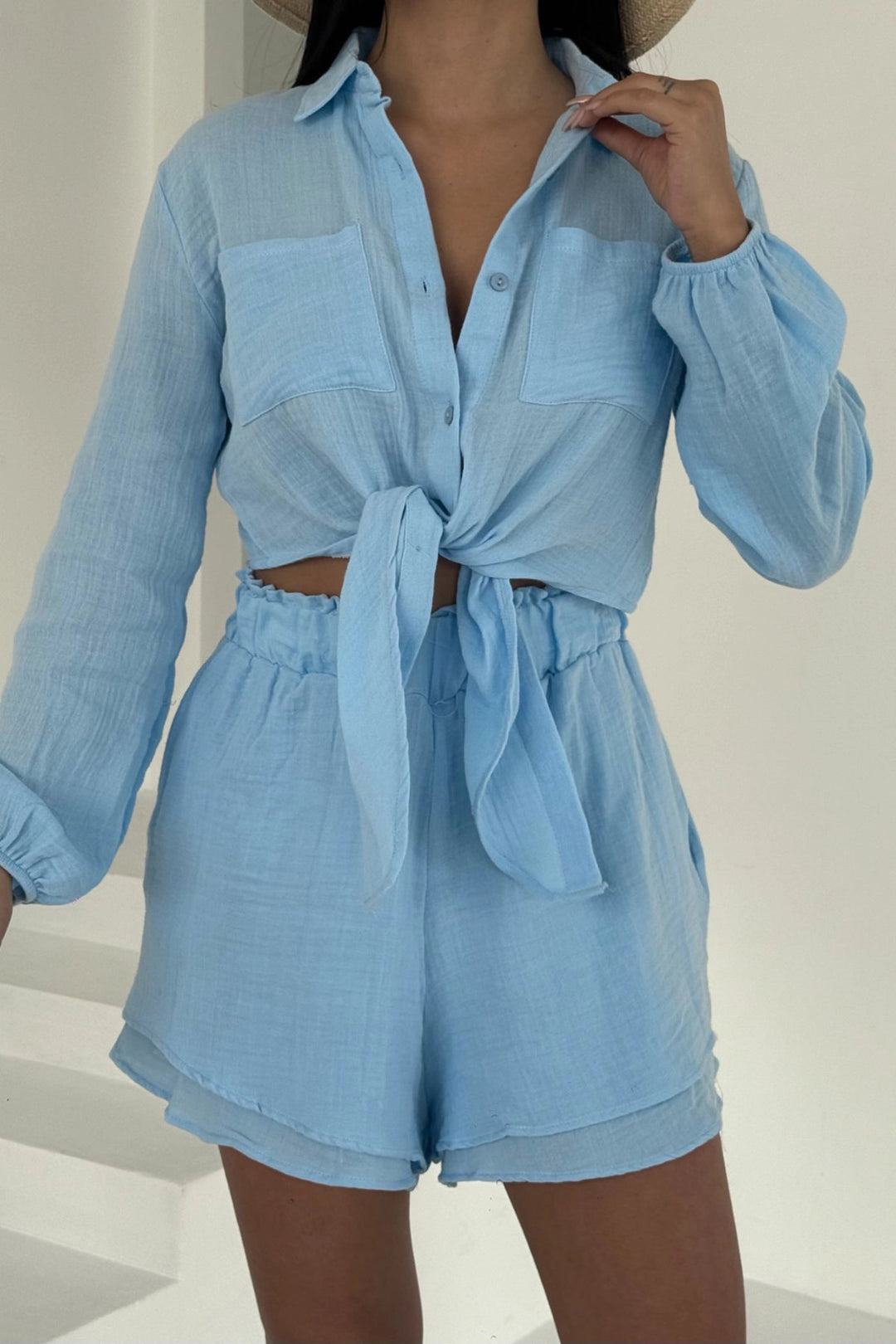Blue Muslin Linen Shorts Suit BCBT-251001 - Lehrte