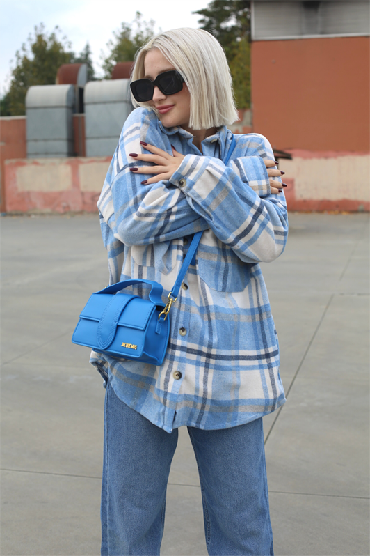 MDX Blue Oversize Women Lumberjack Shirt MG1589 - Holland