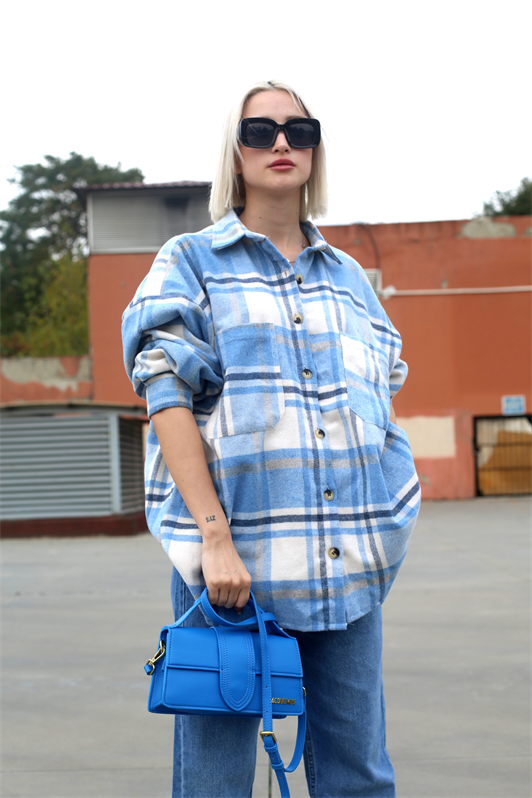 MDX Blue Oversize Women Lumberjack Shirt MG1589 - Holland