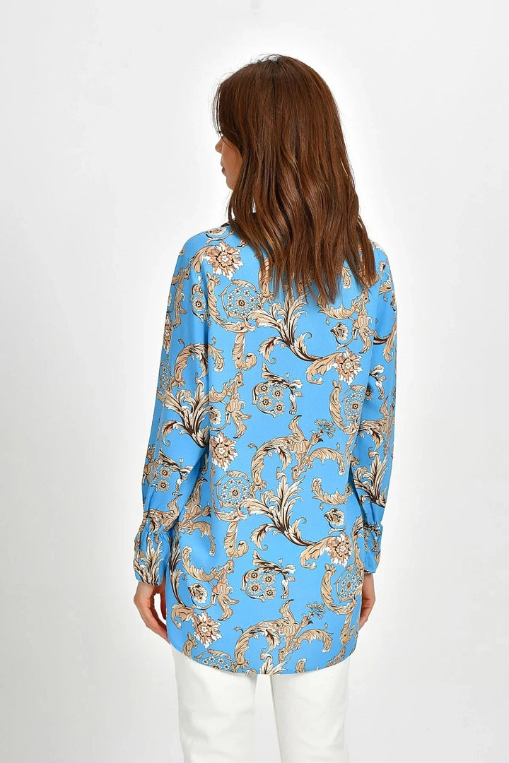 Blue Oversized Comfort Fit Buttoned Shirt BCBSK-25700-K5125 - Martina Franca