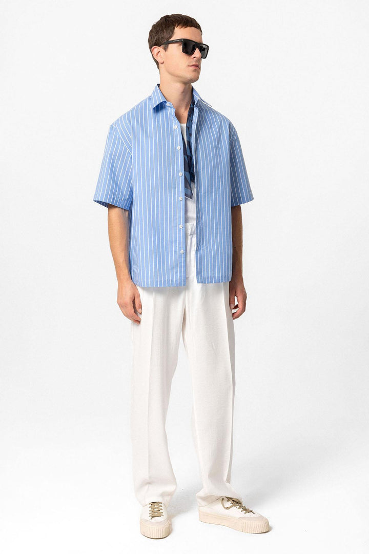 ANT Oversized Short Sleeve Striped Men's Shirt - Athens