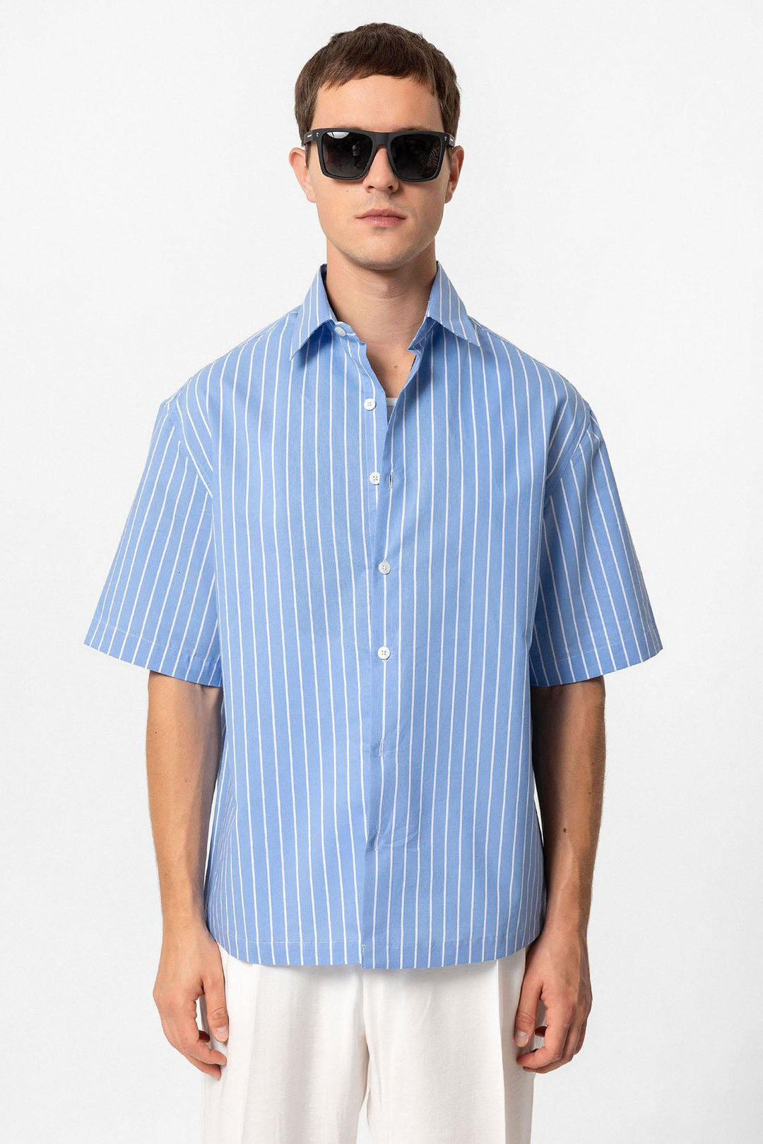 ANT Oversized Short Sleeve Striped Men's Shirt - Athens