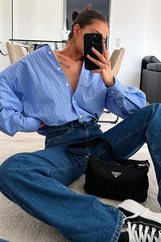 MDX Blue Palazzo High Rise Woman Jean MG1400 - Moortebeek