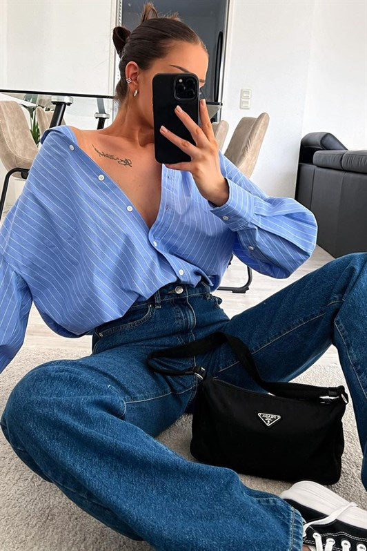MDX Blue Palazzo High Rise Woman Jean MG1400 - Moortebeek