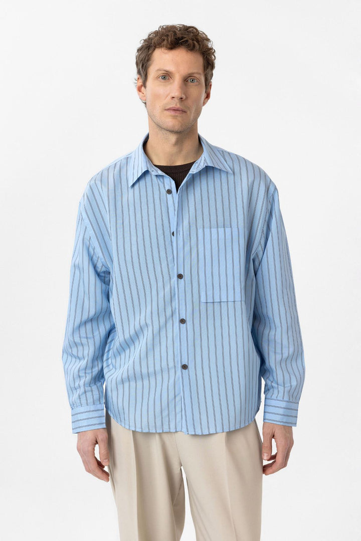 ANT Antioch Blue Relax Fit Striped Men's Shirt - Lecco