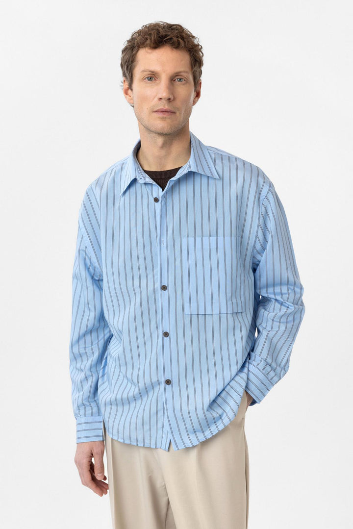 ANT Antioch Blue Relax Fit Striped Men's Shirt - Lecco