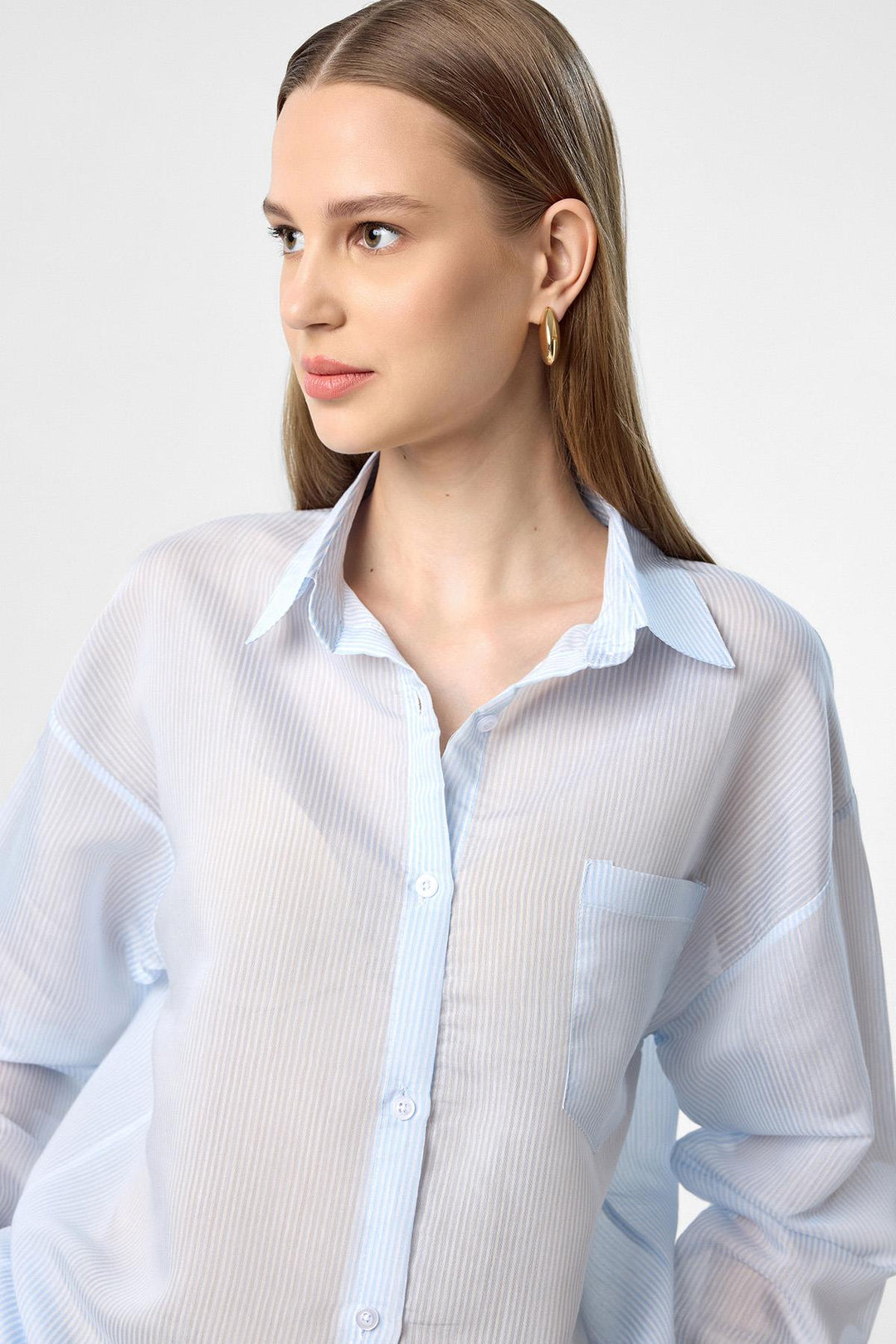 ANT Antioch Blue Relax Fit Striped Long Sleeve Women's Shirt - Campi Bisenzio