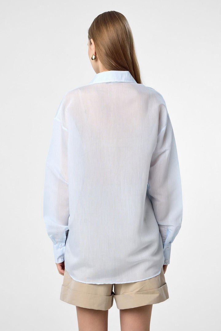 ANT Antioch Blue Relax Fit Striped Long Sleeve Women's Shirt - Campi Bisenzio